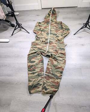 OnePiece Camo Military Fleece Hooded Full Zip Jumpsuit Unisex M